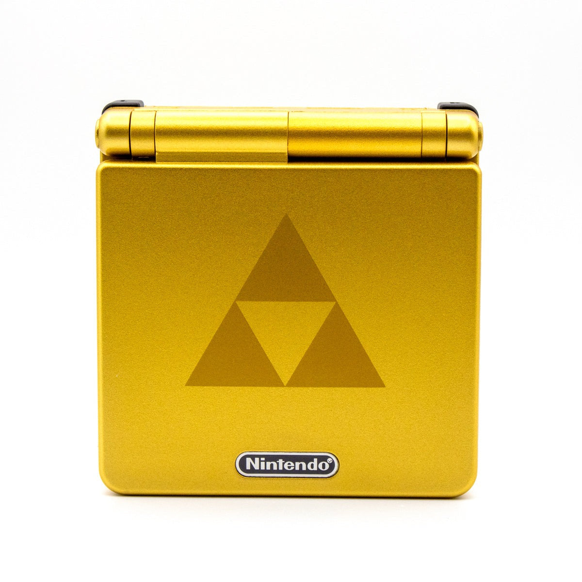 Game Boy Advance SP Zelda Triforce Edition with gold shell and IPS V5 screen