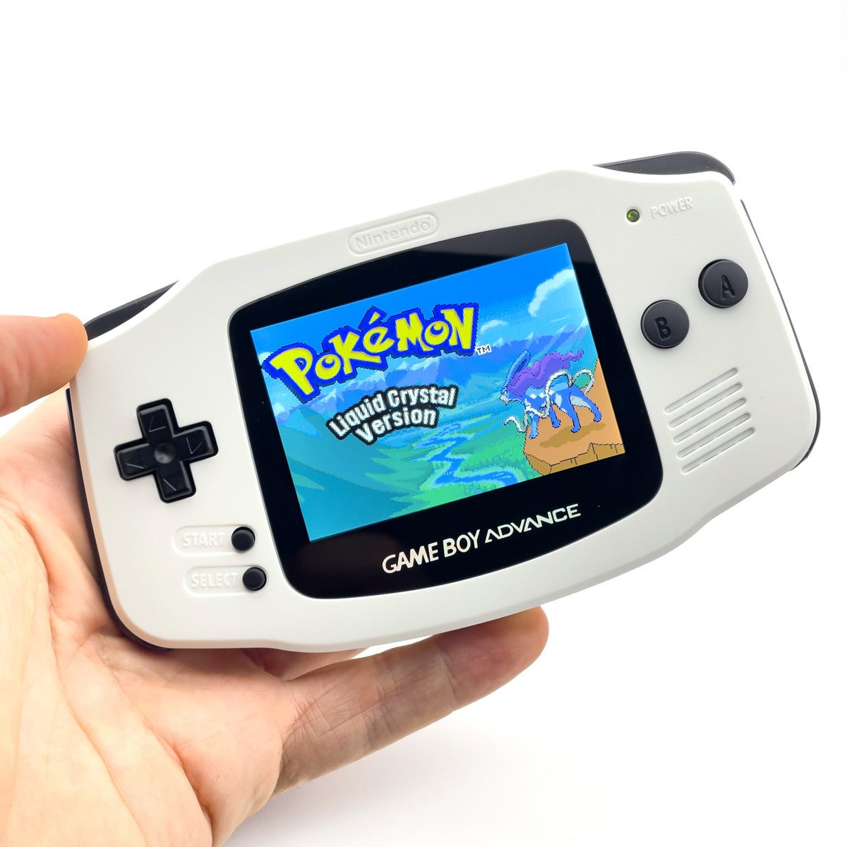 Gameboy Advance Arctic White Edition handheld console with IPS V5 screen