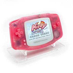 Refurbished Game Boy Advance in clear hot pink shell with IPS V5 screen