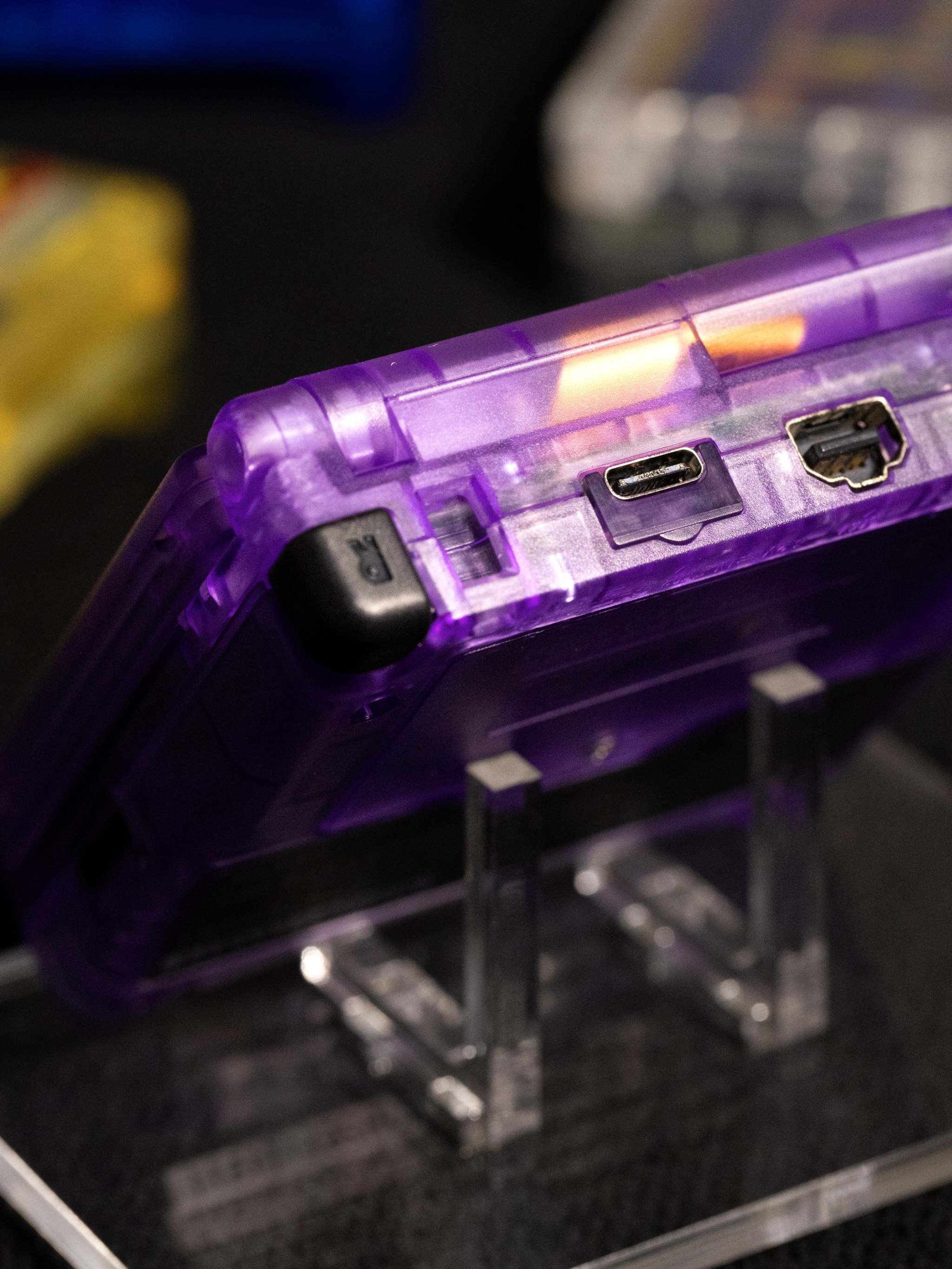 Game Boy Advance SP Gengar Evolution Edition with purple transparent shell and IPS V5 display