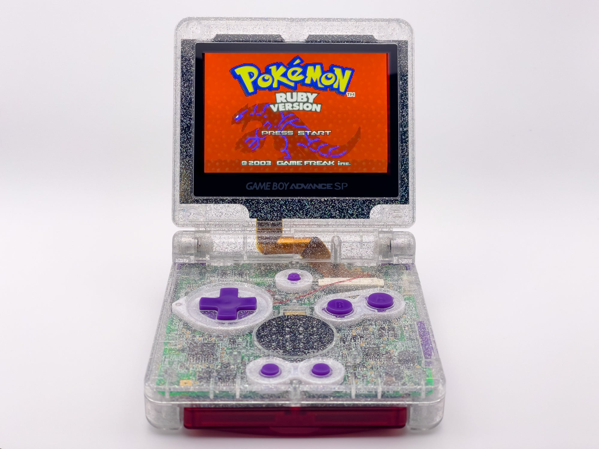 Game Boy Advance SP – Crystal Clear Glitter Edition - Retro Fit