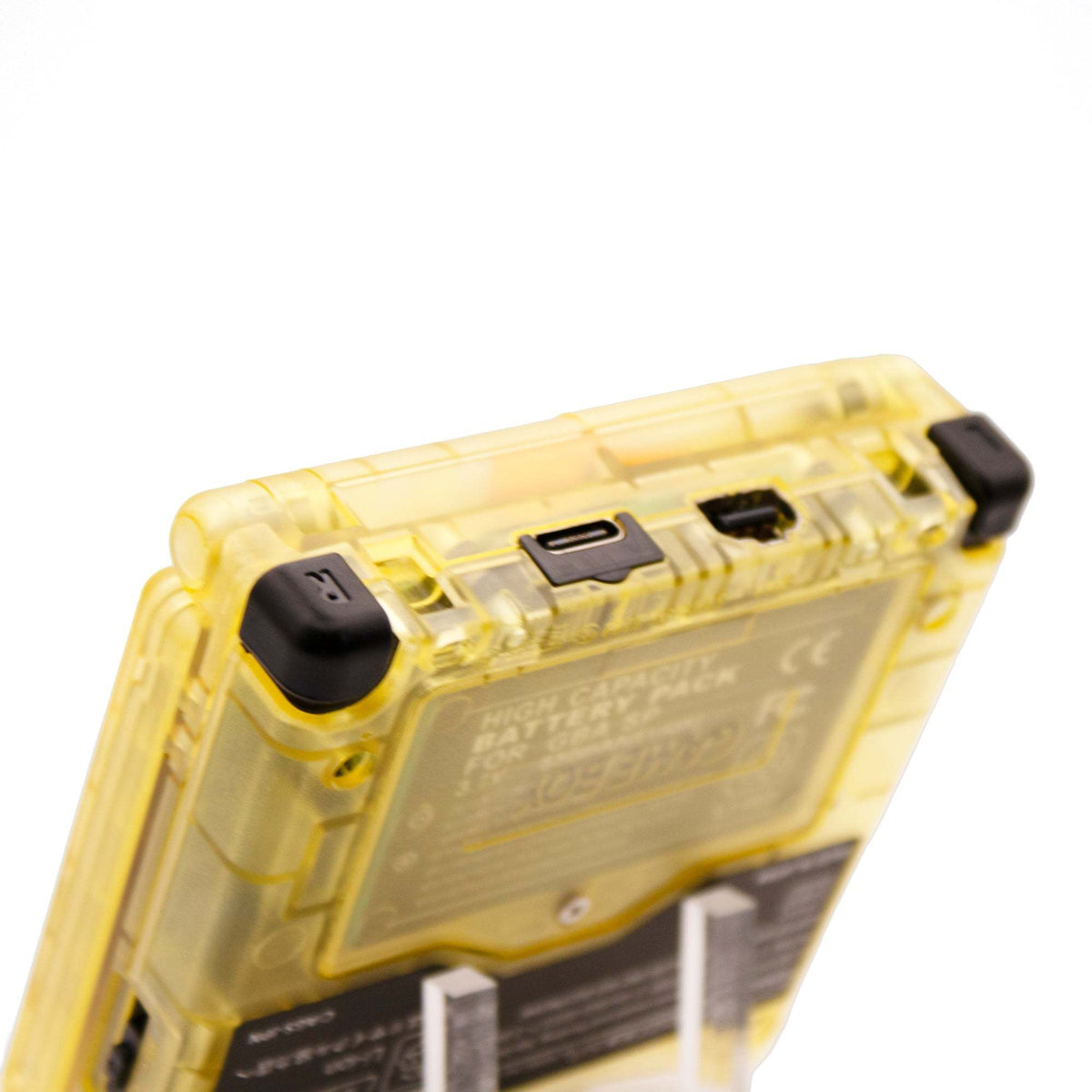 Raichu edition Game Boy Advance SP with transparent yellow shell and evolution artwork
