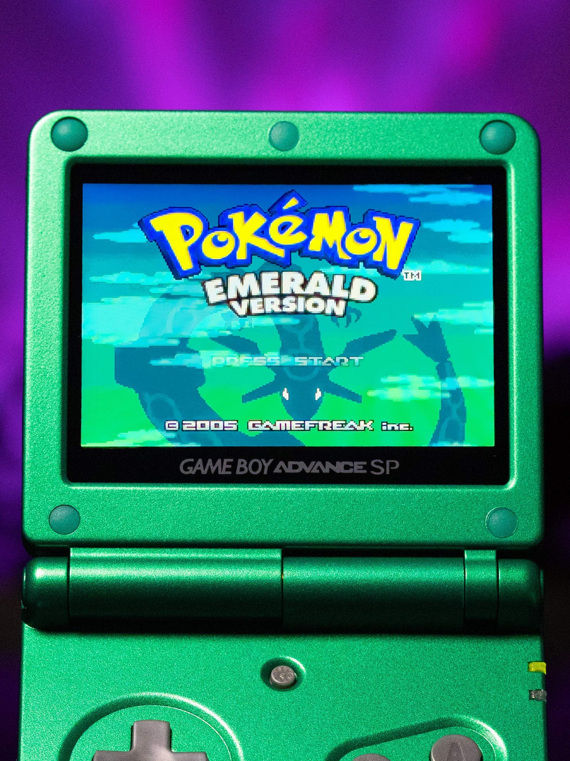 Custom Game Boy Advance SP Rayquaza Edition with IPS V5 backlit display and genuine Nintendo motherboard