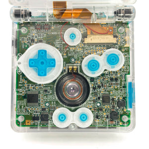 Game Boy Advance SP with Surfing Pikachu pixel art design