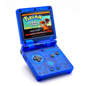 Transparent blue Game Boy Advance SP with IPS V5 display